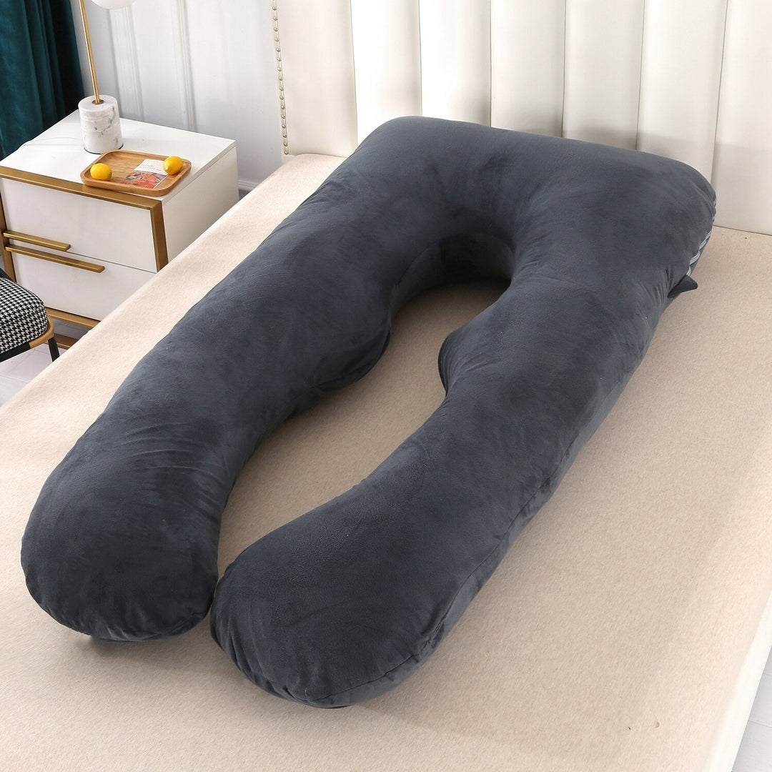 Adult full body pillow for side sleepers & lounging, ergonomic support ensures restful sleep & comfort.