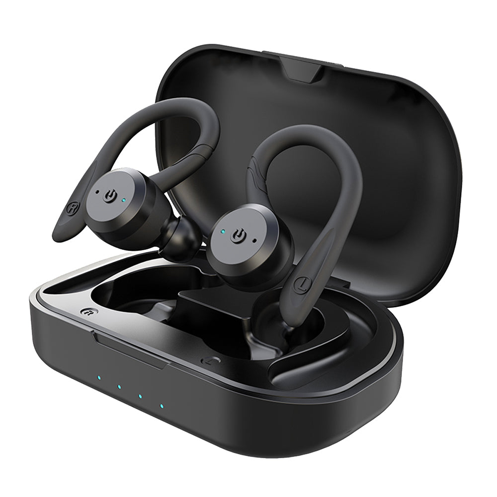 Unisex waterproof wireless sport earbuds with secure fit for active lifestyles, 20-hour playtime, Bluetooth.