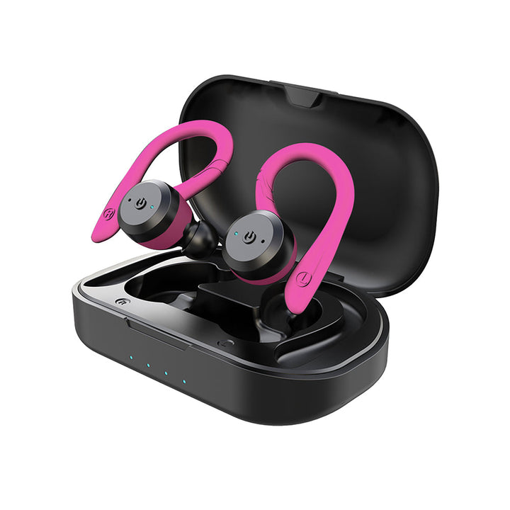 Waterproof wireless earbuds for swimming, workout, and fitness. Enjoy 20-hour playtime and clear Bluetooth sound.