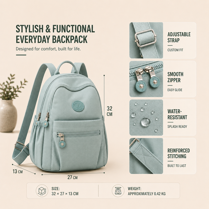 Durable & lightweight nylon mini backpack, a perfect small everyday carry bag for adults.