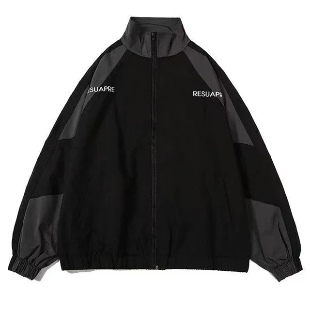 Vibrant unisex color block windbreaker jacket, perfect lightweight outerwear for spring & fall casual style.