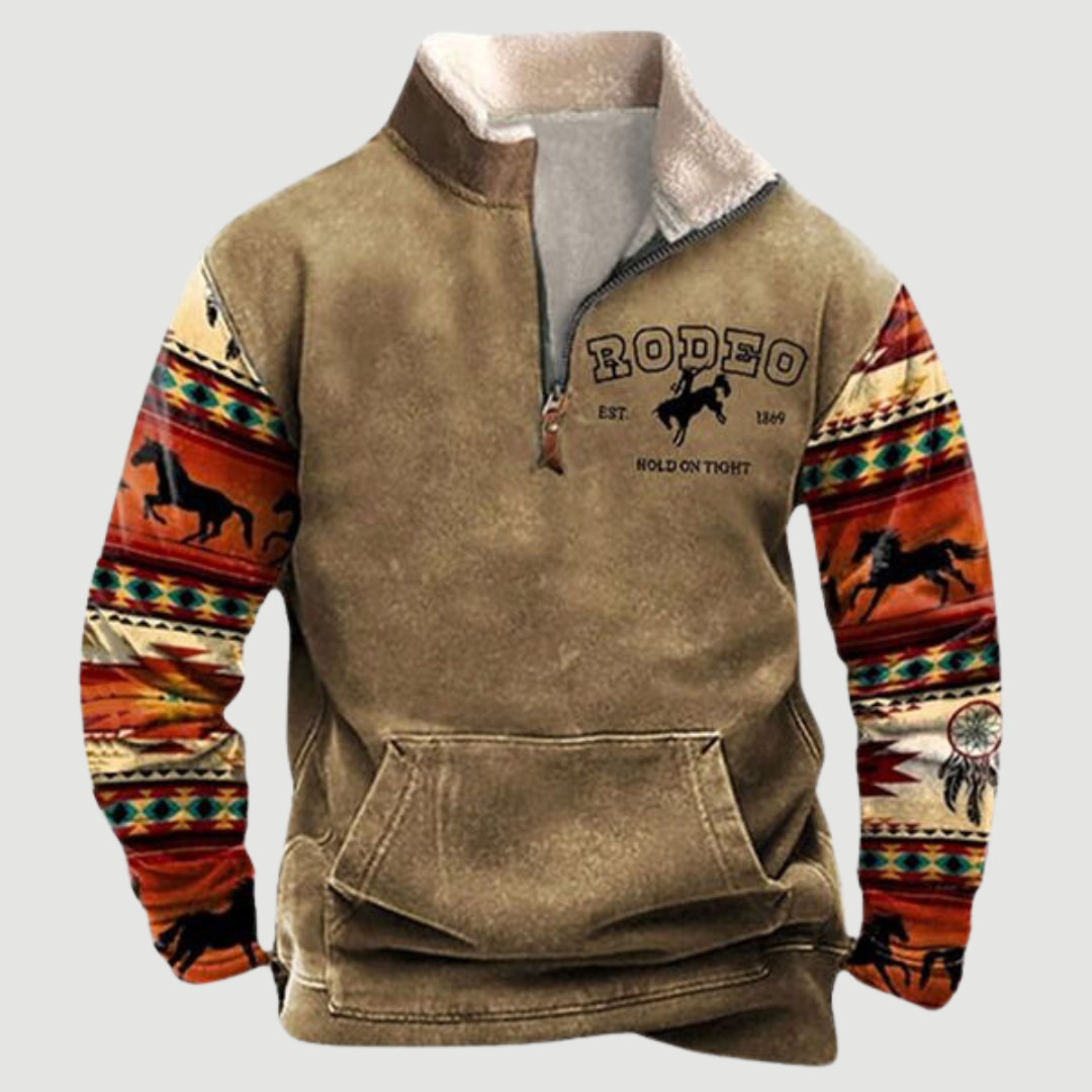 Soft men's vintage fleece zip-up jumper, ideal for warm, comfortable winter casual fashion.