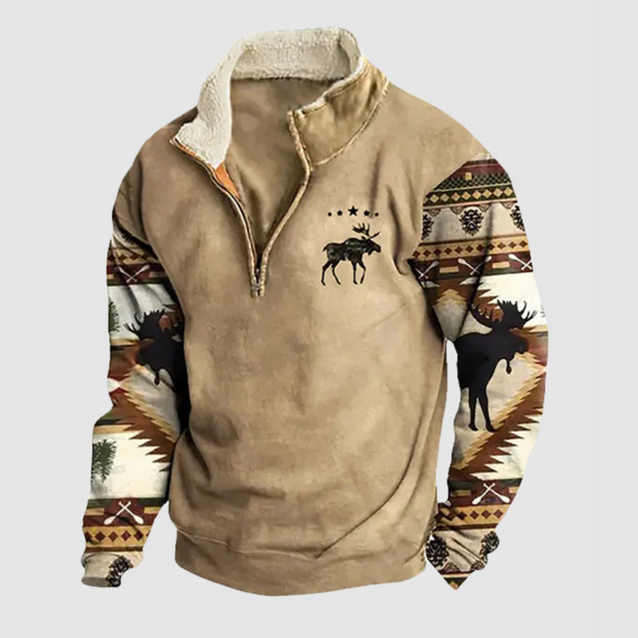 Men's Felix vintage fleece zip-up jumper for warm winter casual wear. Classic style outerwear.
