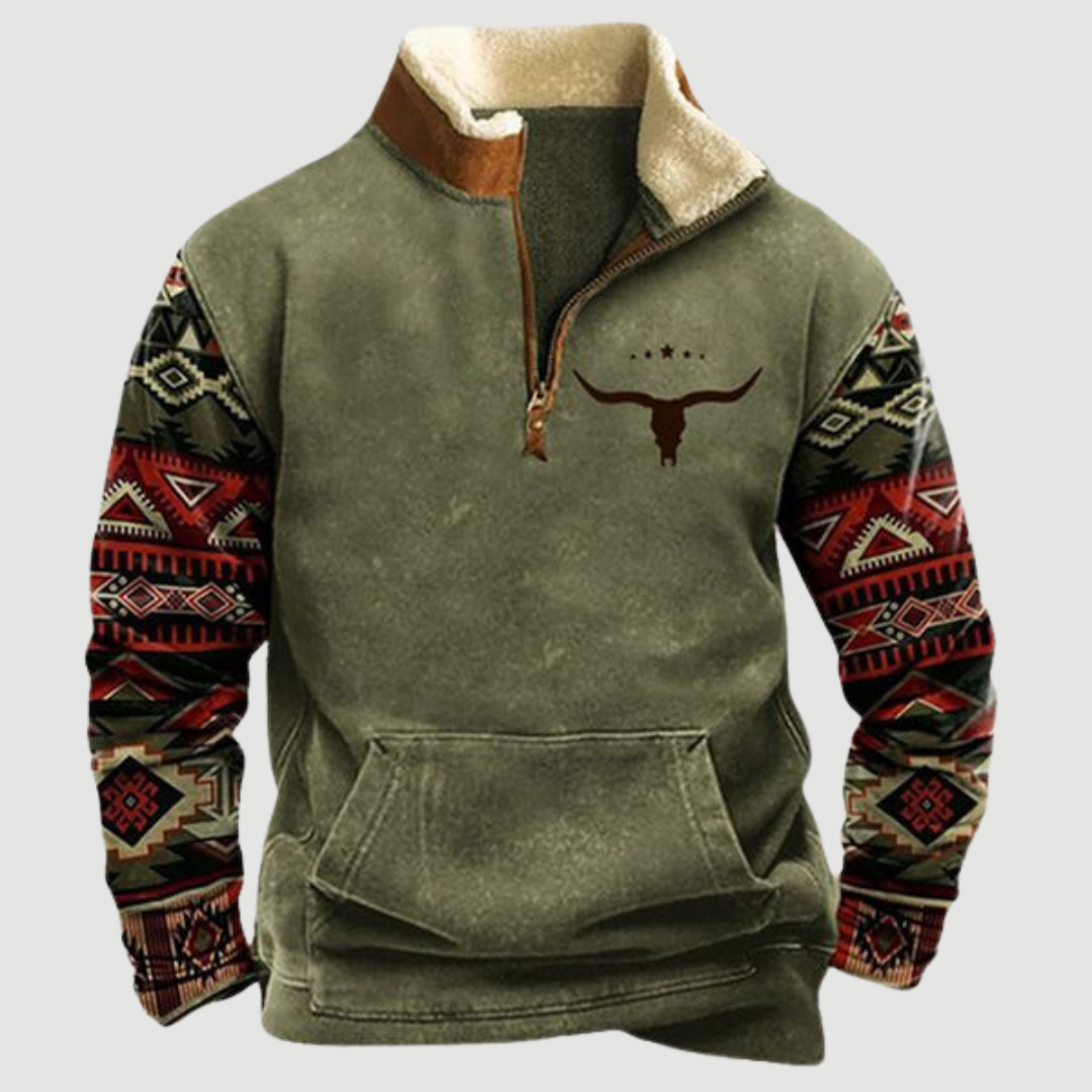 Cozy Felix men's vintage fleece zip-up jumper, essential for warm and comfortable winter casual wear.