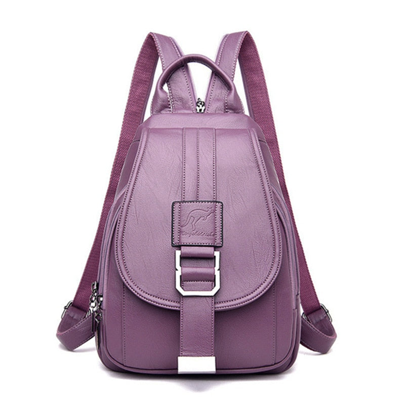 Premium genuine leather anti-theft travel backpack for women. Secure & stylish for daily adventures.