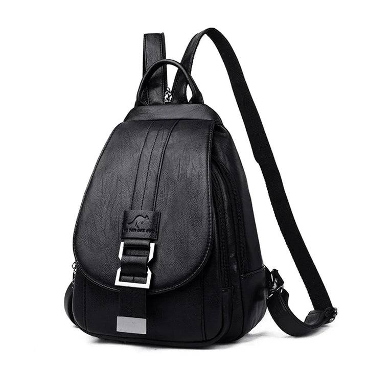 Women's luxe genuine leather anti-theft backpack, perfect for secure daily use & stylish travel.