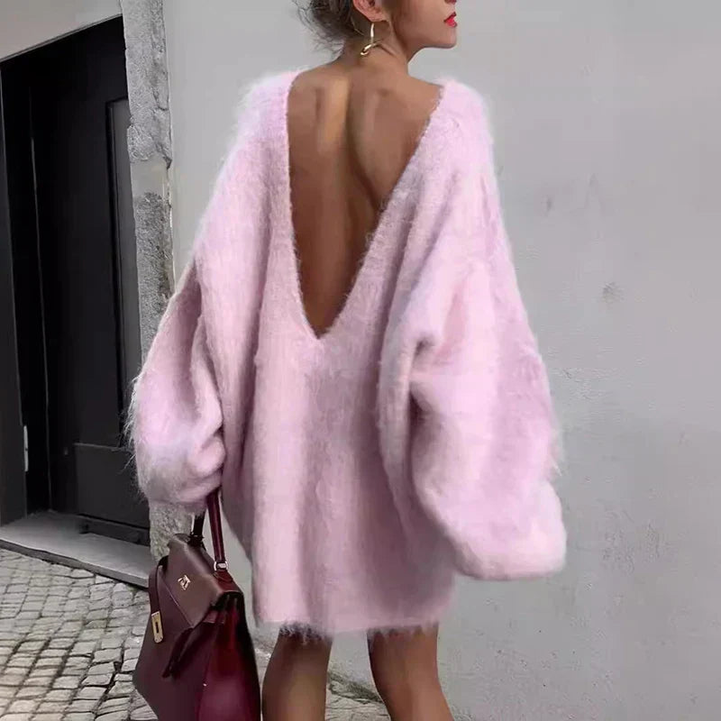 Oversized Fluffy Sweater Dress
