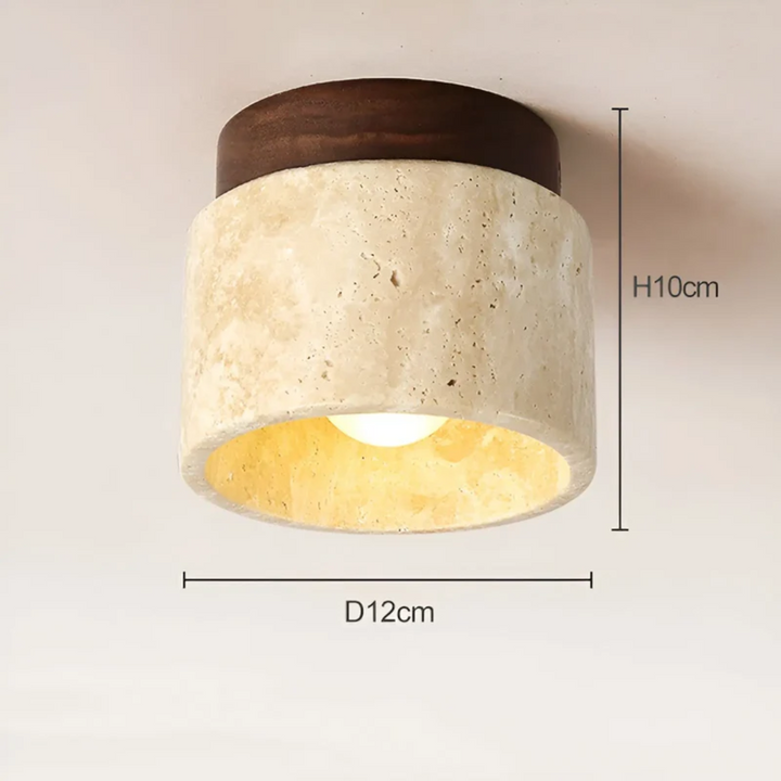 Modern farmhouse ceiling lamp in Wabi Sabi style, crafted from natural wood & marble, perfect for bedroom or entryway.