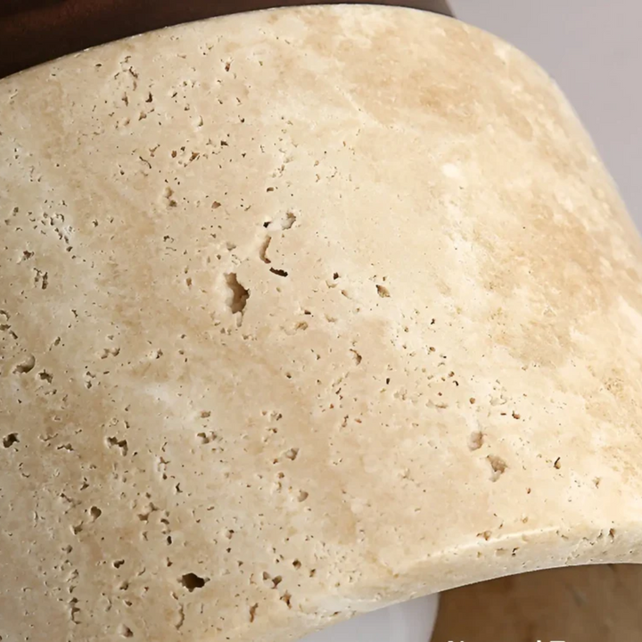 Minimalist Japanese LED ceiling light, Wabi Sabi design, featuring natural wood and elegant marble stone texture.