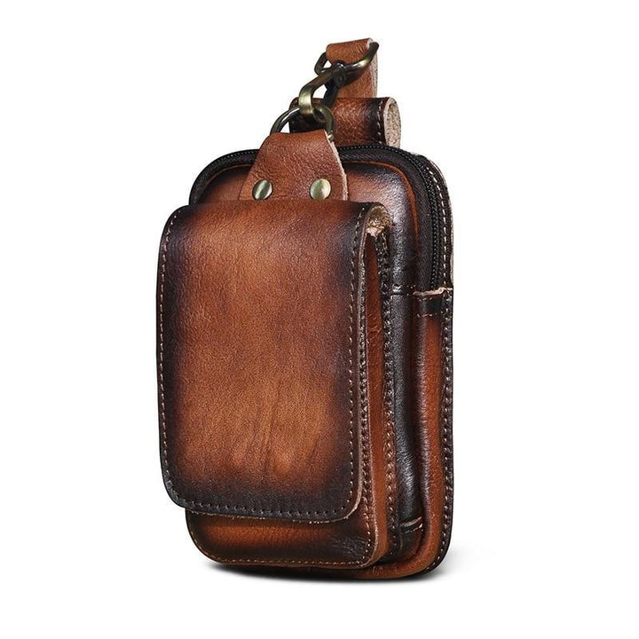 Durable vintage brown waist pack. Versatile unisex everyday carry bag for travel & adventure.