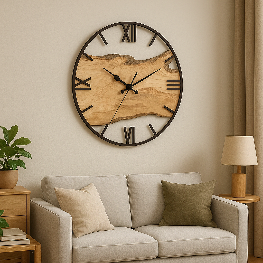 Sleek oversized black minimalist wall clock, silent for home & office. Contemporary design, quartz accuracy.