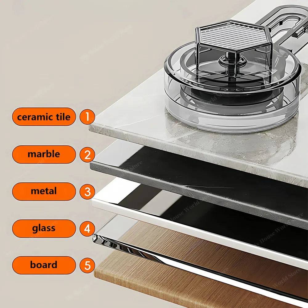 Durable stainless steel spice rack, wall mounted with suction cups. Ideal kitchen organizer & condiment holder.