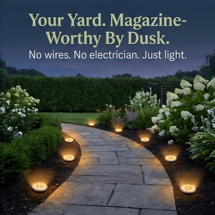 Sustainable solar LED path lights with a warm glow, designed for outdoor garden decoration and efficient walkway lighting.