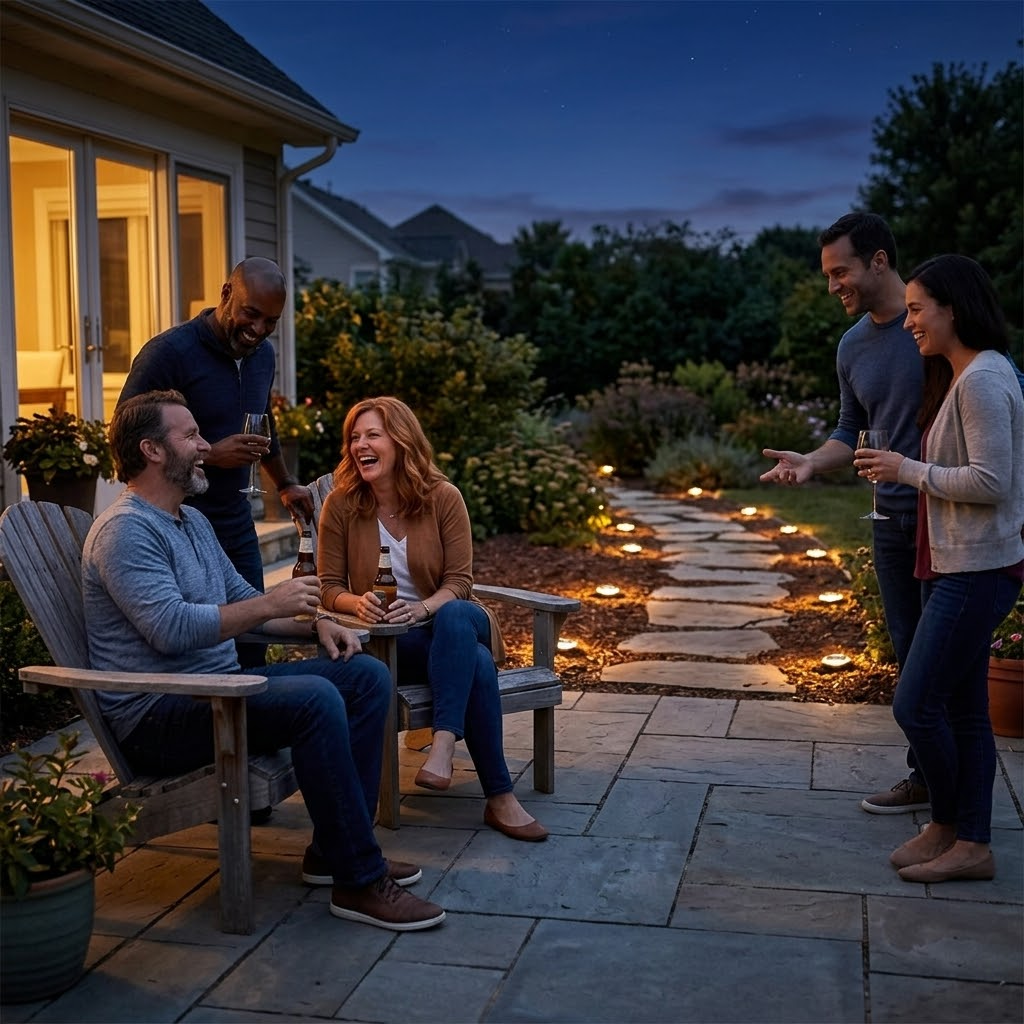Decorative solar-powered path lights with warm glow LEDs, ideal for garden lighting, walkways, and outdoor ambiance.