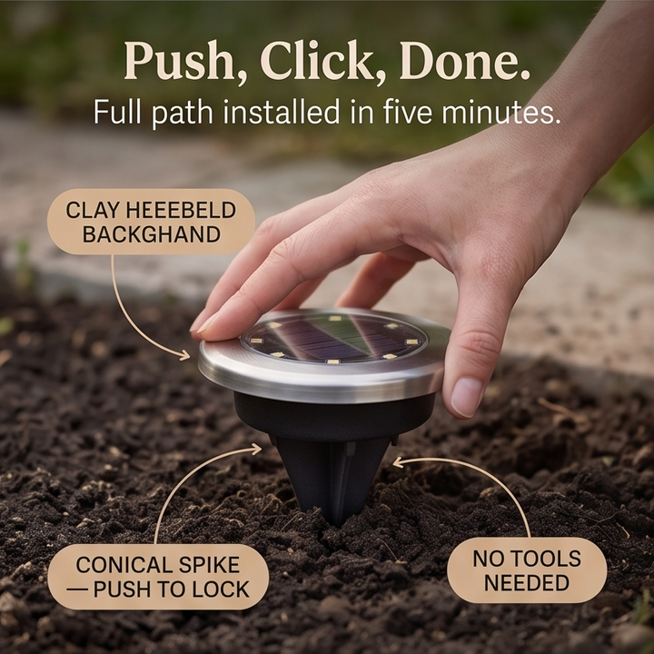 Automatic warm-glow solar path lights, perfect for outdoor garden lighting, walkway safety, and landscape enhancement.