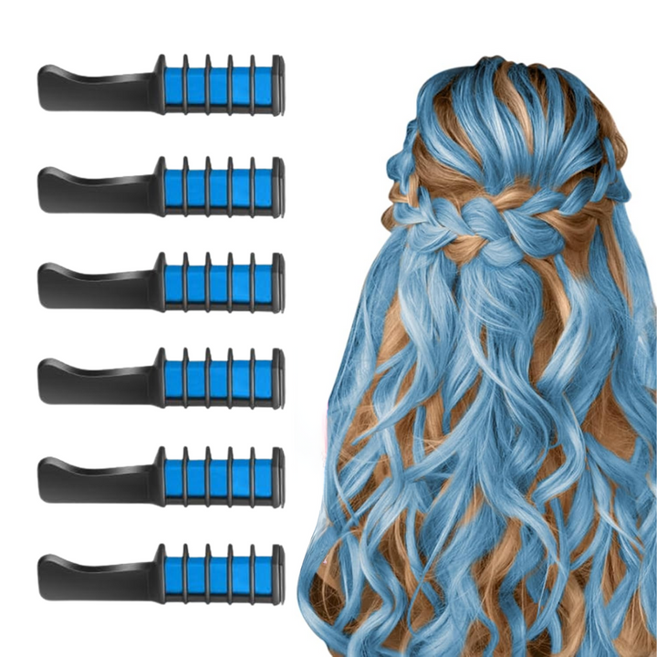 Washable hair chalk comb, providing temporary, colorful hair dye for creative kids.