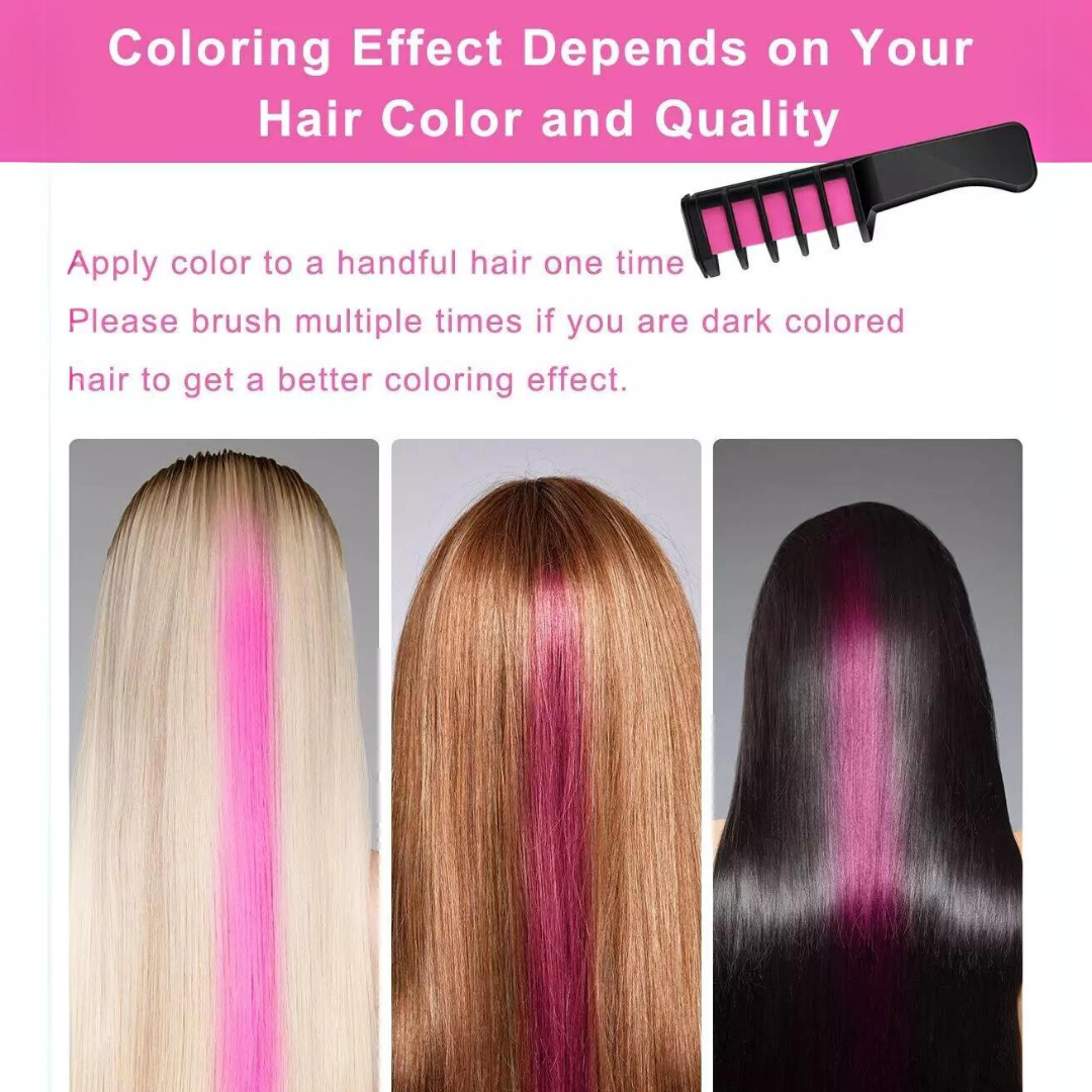 Temporary hair color solution: a washable hair chalk comb for vibrant, kid-friendly fun.