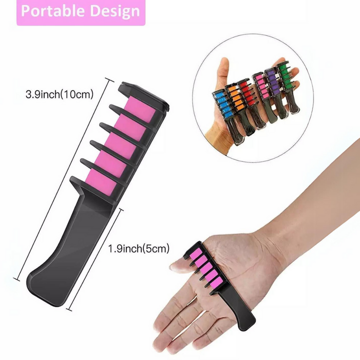 Creative hair accessory: washable hair chalk comb for easy, temporary colorful hair.