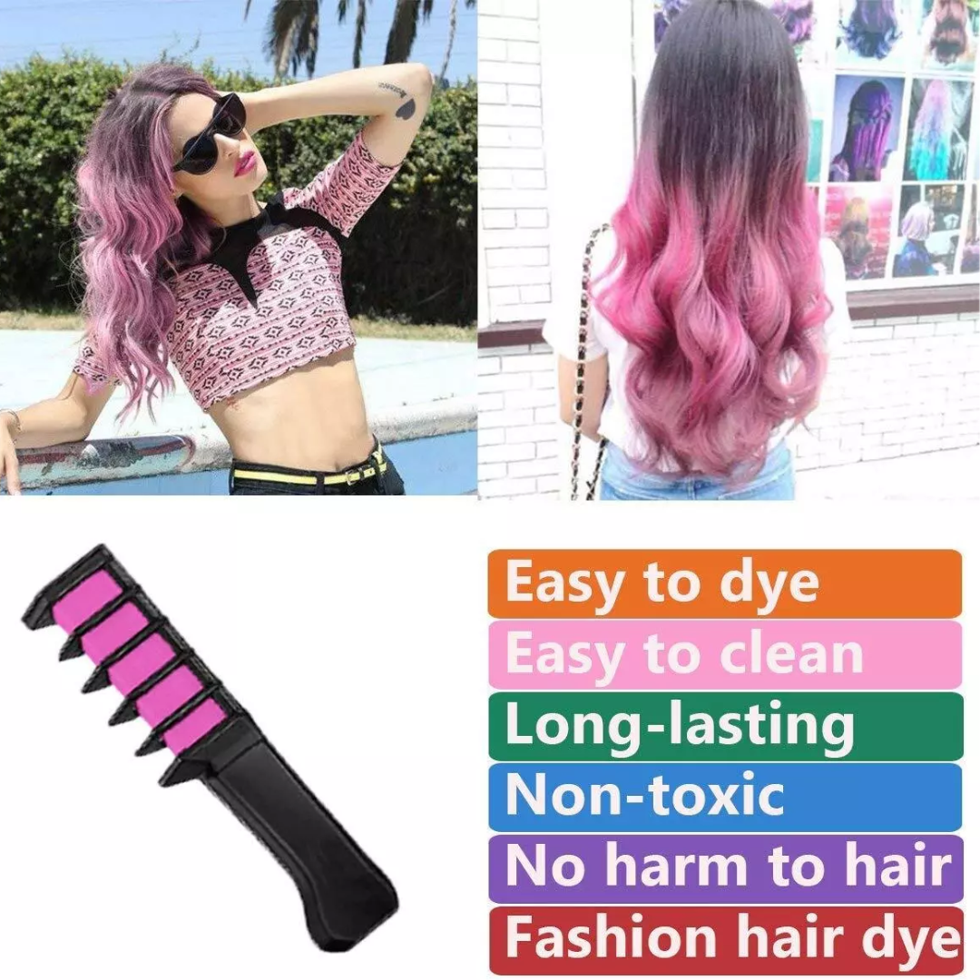 Kids' party fun: a washable hair chalk comb providing temporary, vibrant hair dye.
