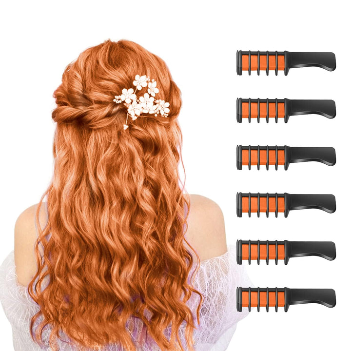 Girl with vibrant streaks from a washable hair chalk comb, temporary & easy fun.