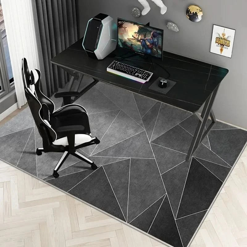 Washable crystal velvet office chair mat for hard floors, protecting surfaces in home office workspaces.