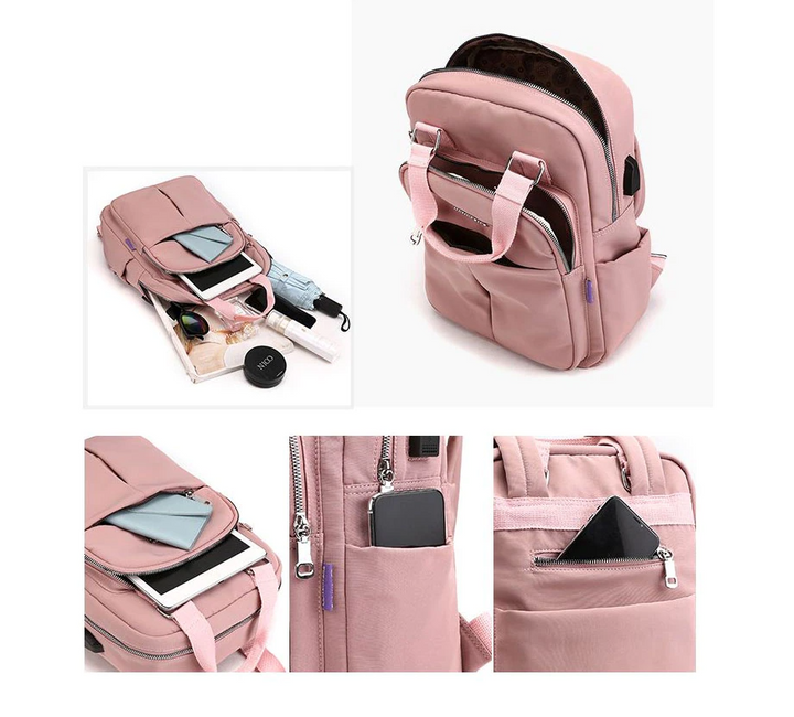 Protect your gear with this stylish water-resistant anti-theft backpack.