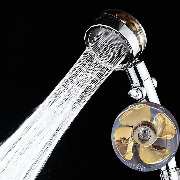 Universal high-pressure water-saving shower head, sleek chrome design, efficient bathroom accessory for home spa.
