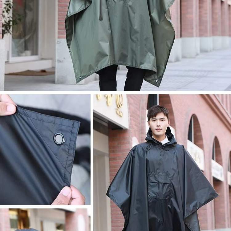 All-terrain trekking poncho, unisex and waterproof, perfect hiking equipment for any outdoor adventure.