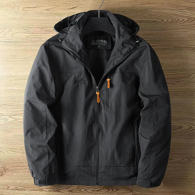 Men's waterproof, breathable outdoor jacket. Ideal for all-weather protection during active outdoor adventures.