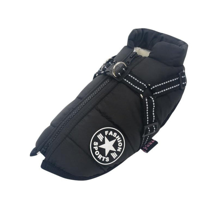 Warm, waterproof dog coat. Reflective design for enhanced visibility. Keeps your canine dry in all outdoor conditions.