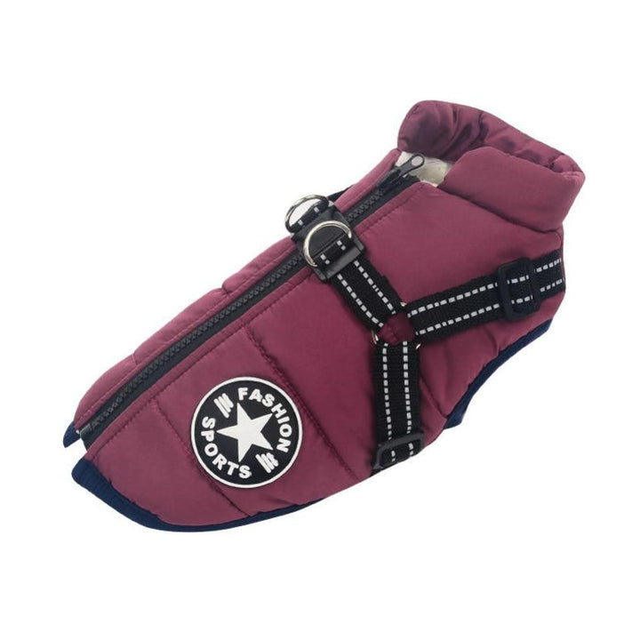Durable, reflective waterproof dog jacket. All-weather protection for outdoor dog gear, ensuring a dry & visible pet.