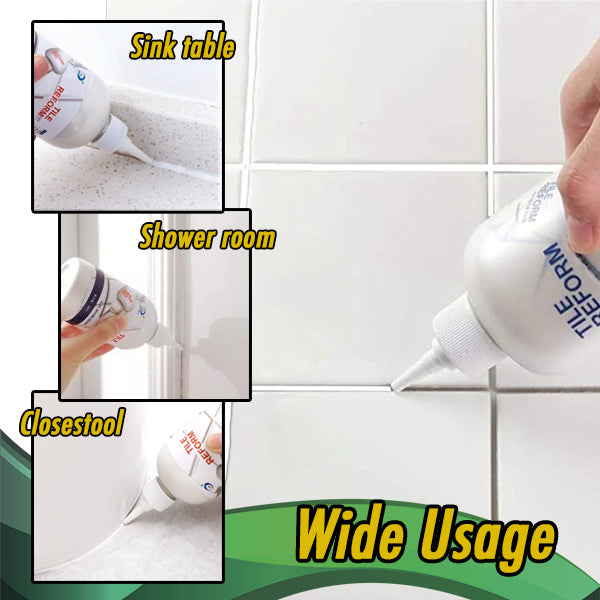 White waterproof tile grout filler for easy home & kitchen tile repair and mold-resistant gap sealing.