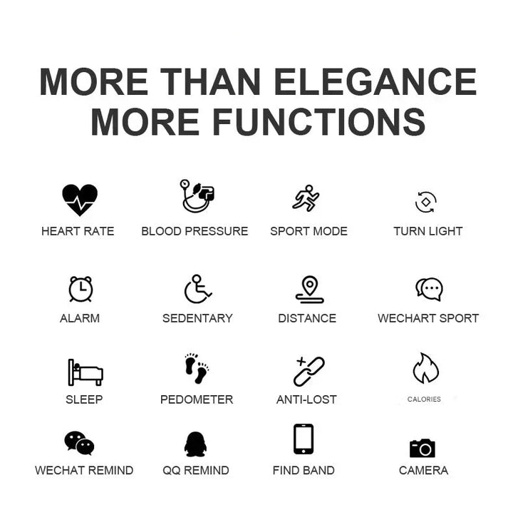 Women's waterproof fitness tracker: smart watch with heart rate, sleep, and step counting.
