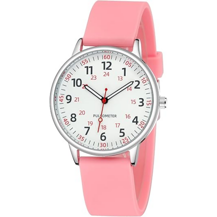 Sleek professional waterproof nurse watch, clear second hand, suitable for medical environments, easy to clean.