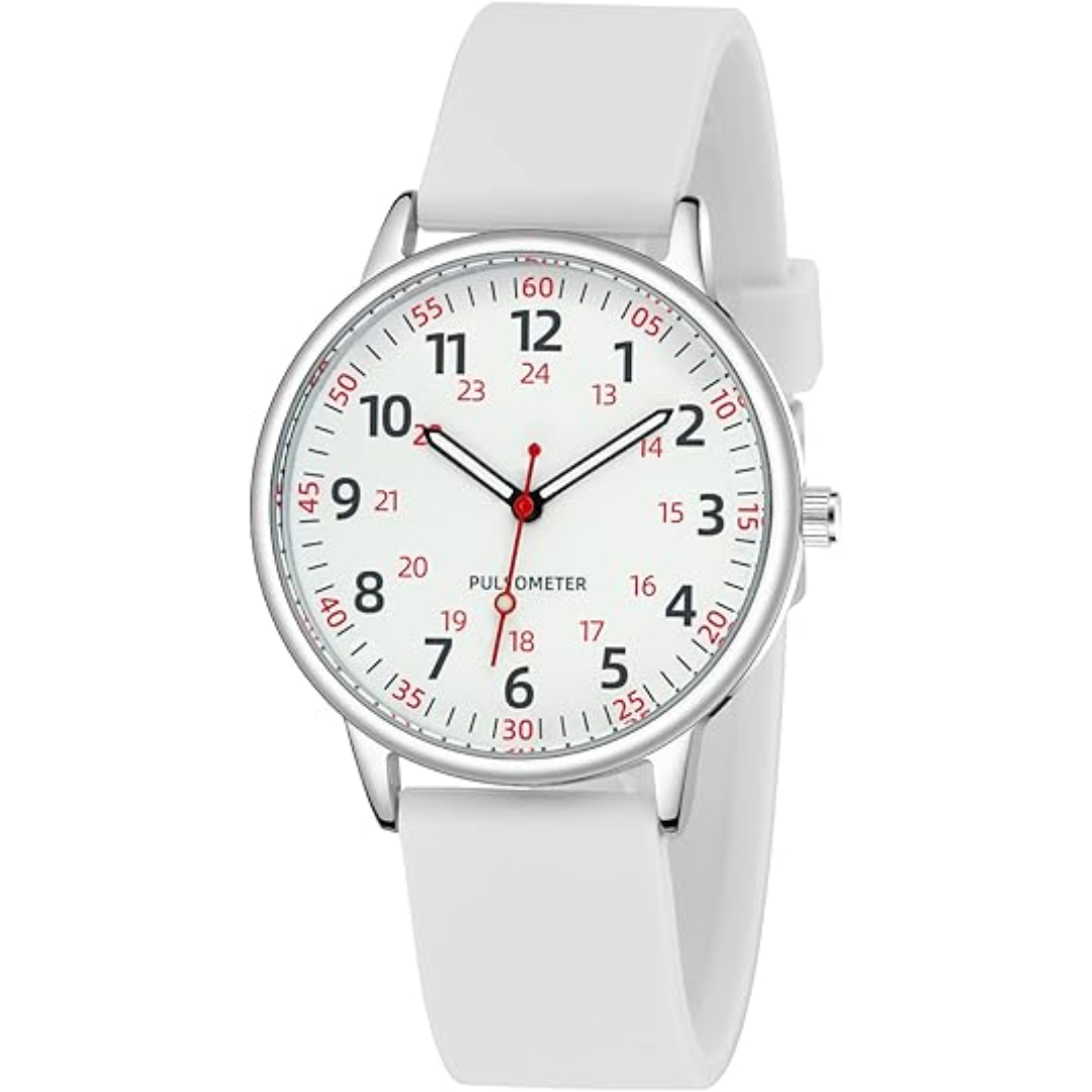 Durable silicone strap nurse watch, waterproof, with a precise second hand, perfect for medical & healthcare use.