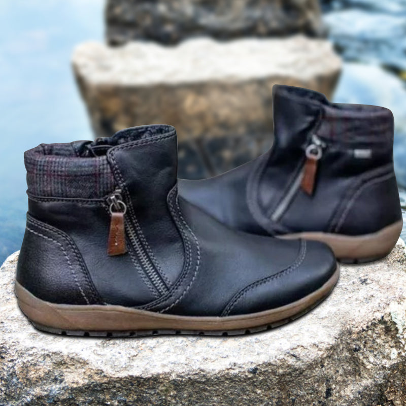Stylish women's waterproof orthopedic boots, perfect for fall/winter daily wear, anti-slip sole.