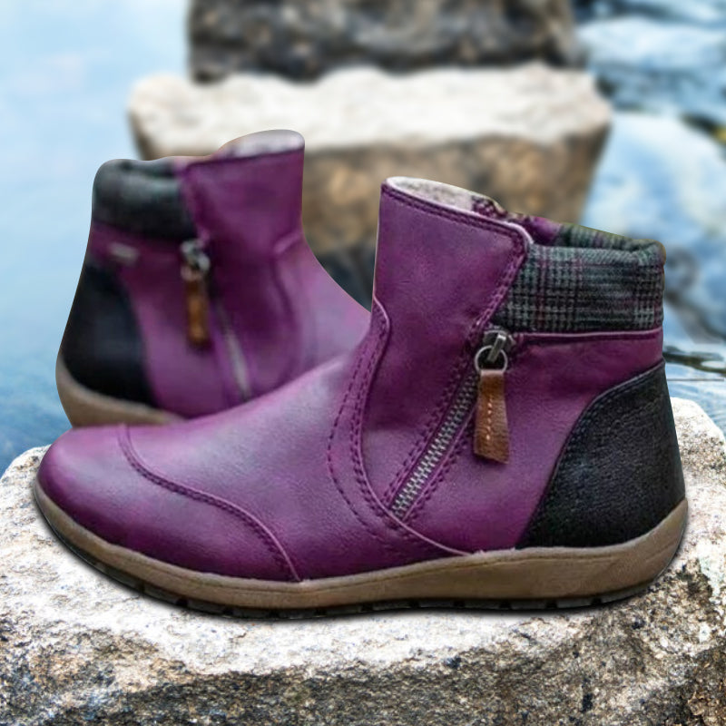Comfortable women's orthopedic zipper boots, waterproof for all-day wear, supportive ankle design.