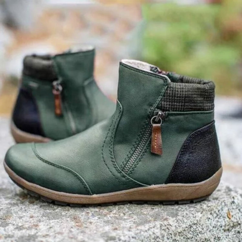 Anti-slip waterproof women's orthopedic boots, easy-zip, ideal for rain & winter protection.