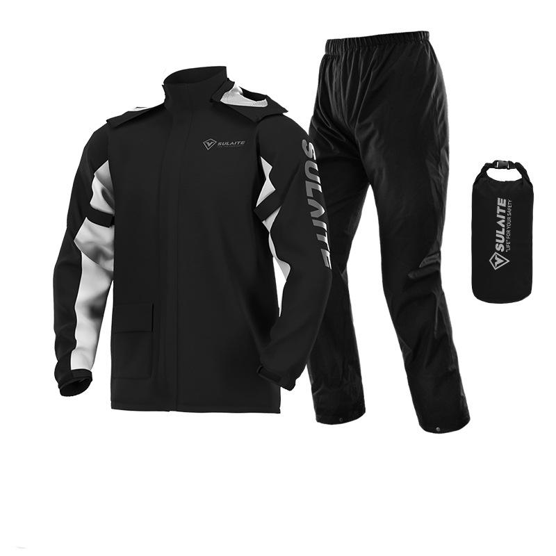 Packable men's waterproof rain jacket & pants for hiking. Windproof, comfortable outdoor gear.