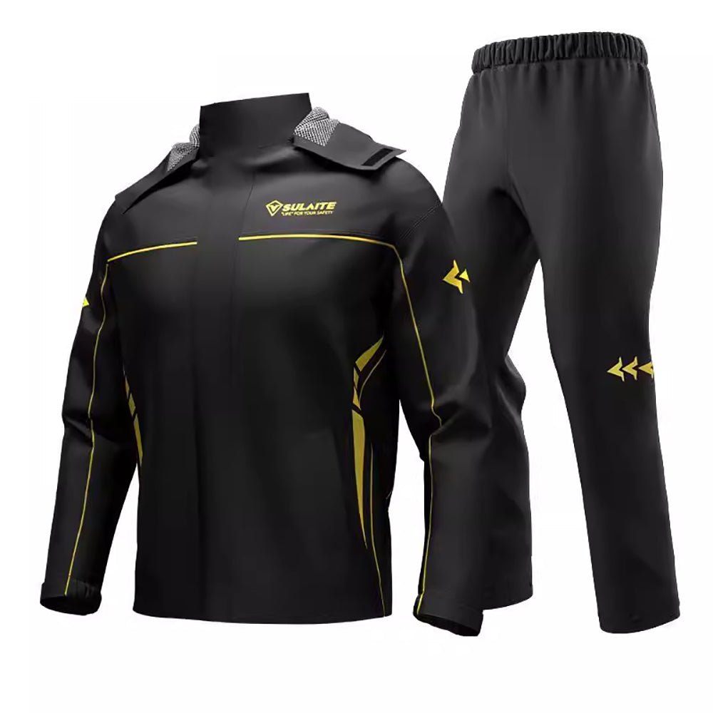 Versatile men's waterproof rain suit, perfect for hiking, cycling, and any outdoor weather.