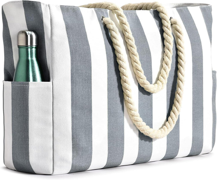 Chic beach tote bag, waterproof design, in white.