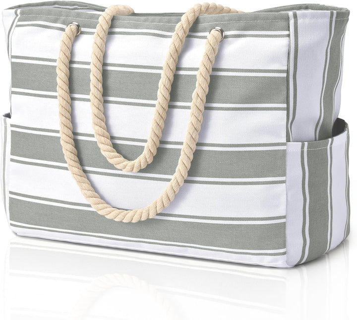 Sandproof oversized tote bag with comfortable straps, in brown.