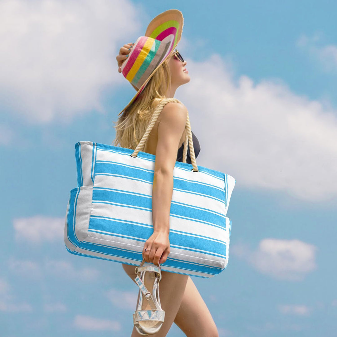 Sandproof large beach tote bag in red, ideal for sandy shores.