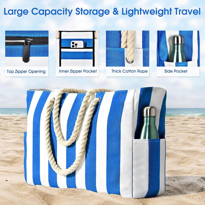 Lightweight oversized tote, perfect for travelers and beachgoers.