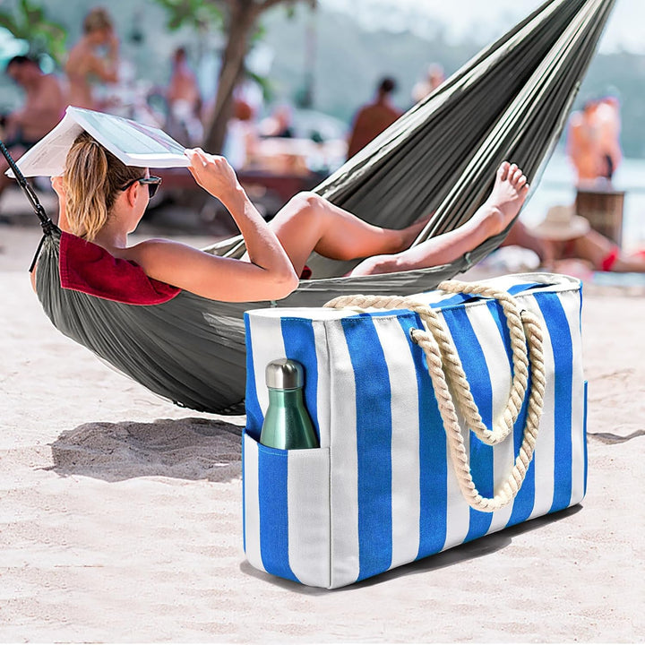 Durable and waterproof beach tote for all seasons.