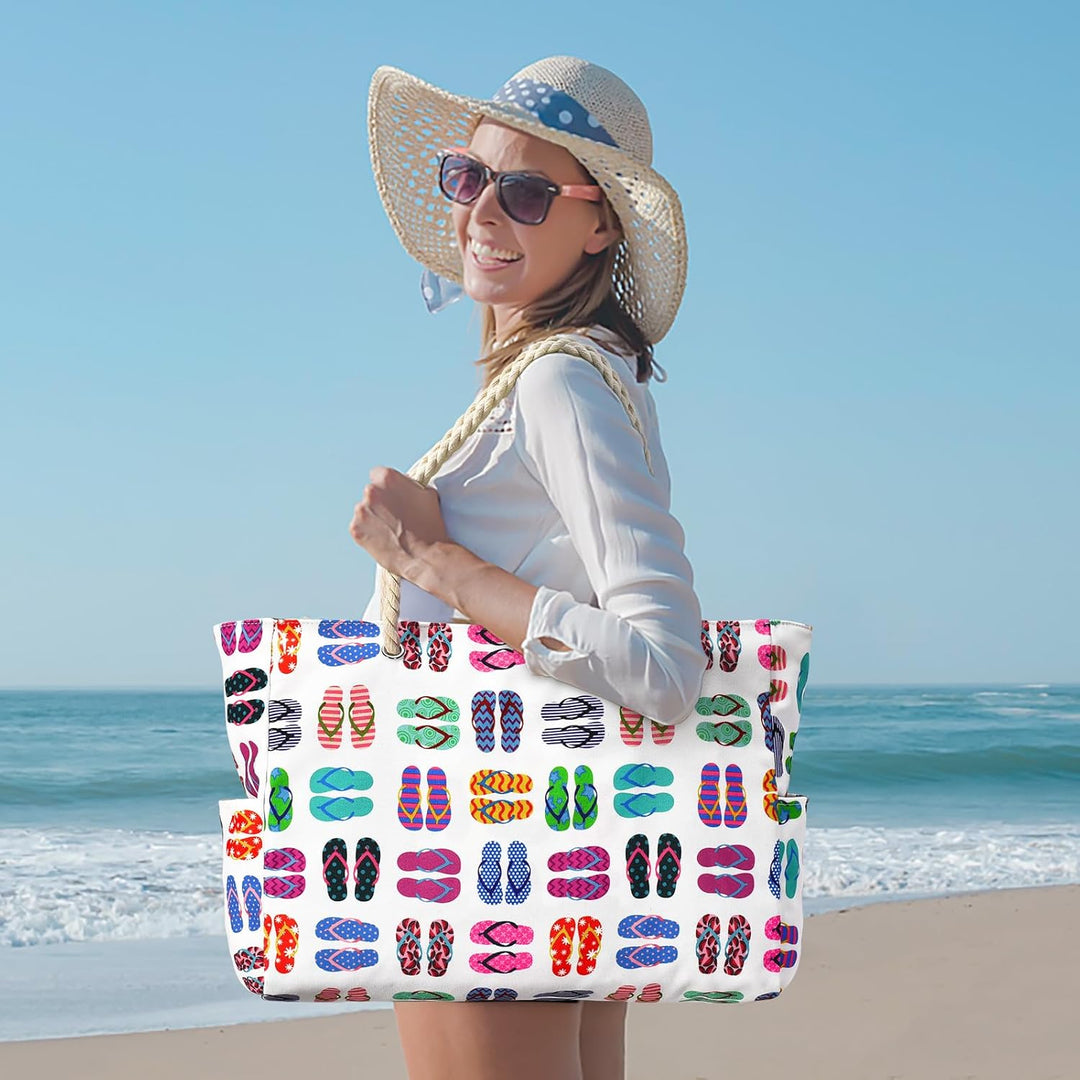 Waterproof oversized beach tote bag in blue, perfect for sun protection.