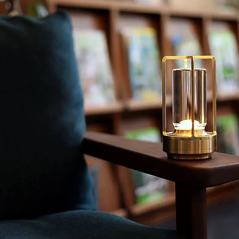 Touch control RGB crystal table lamp, dimmable and waterproof for adaptable lighting.