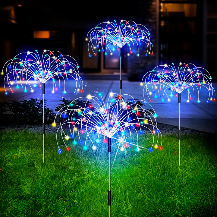 Outdoor solar firework garden lights, waterproof LED lamp for patio, yard & garden decor.