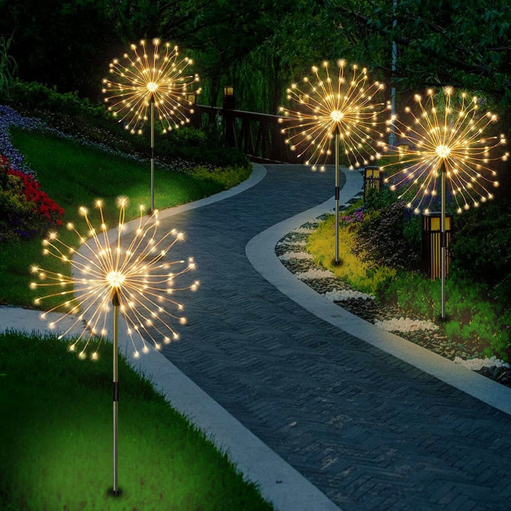 Elegant solar firework lamp, waterproof LED outdoor lighting for garden, patio, & yard decor.