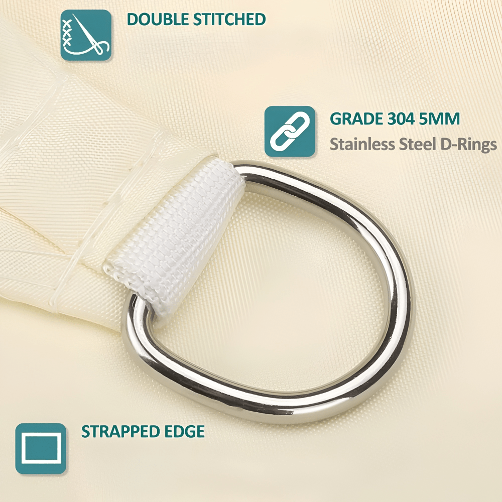 Outdoor sun sail offering waterproof UV protection for garden & patio comfort.